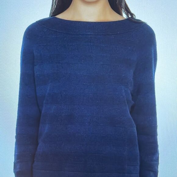 J CASHMERE 100% Pure Cashmere Horizontal Rib Boatneck Raglan Sweater Size Large - Picture 3 of 16